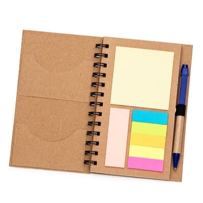 Bloco de anotações ecológico com caneta e post-it CD078
