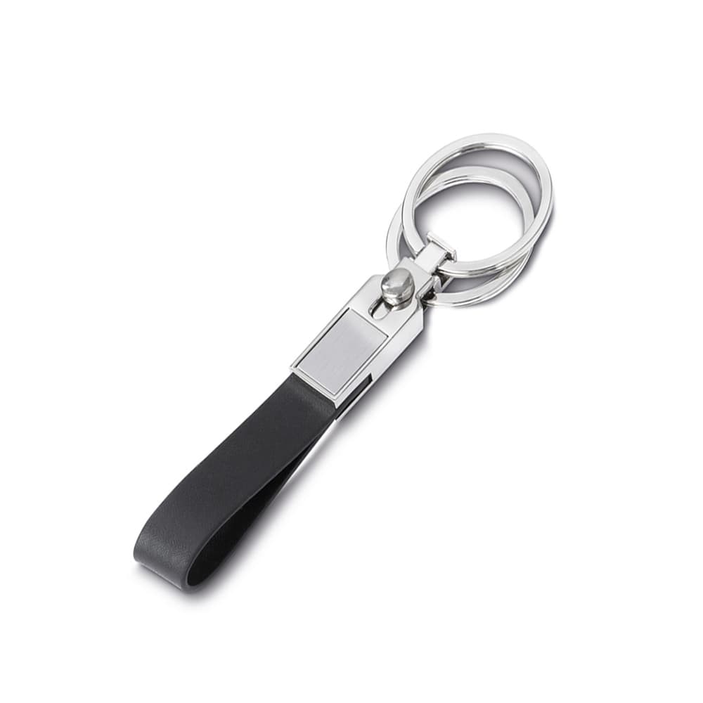 Chaveiro Metálico com duas argolas e alça em couro sintético CHR226