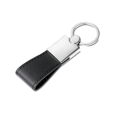 Chaveiro de Metal Brilhante com Alça de Couro Sintético – CHR269