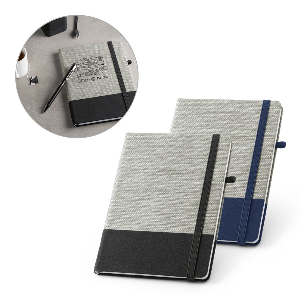 Caderno A5 em Palha e Algodão Canvas com Folhas Pautadas – S53268