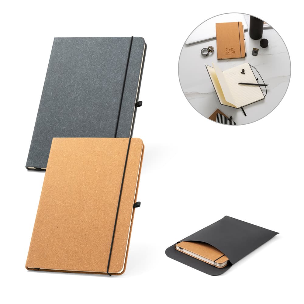 Caderno Pautado com Capa Dura em Couro Reciclado A5 – S53628