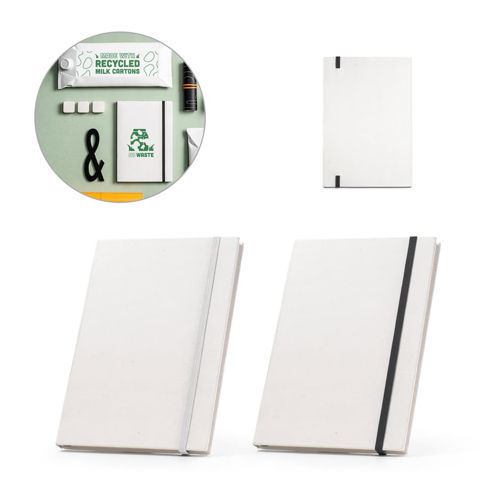 Caderno A5 Personalizado Reciclado Caixa de Leite com Folhas Pautadas – S93271