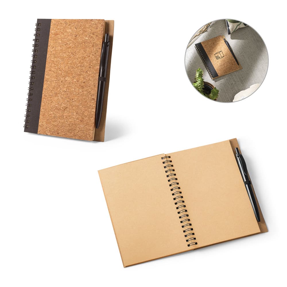 Caderno Espiral Sem Pauta em Cortiça e Poliéster B6 – Reciclado – S93285