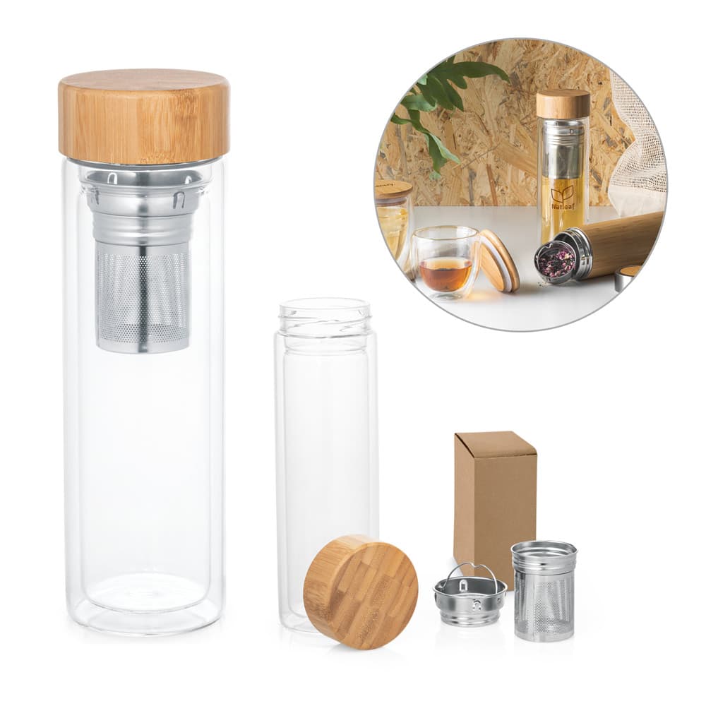 Garrafa de Vidro Borossilicato com Infusores 490 ml – S94765