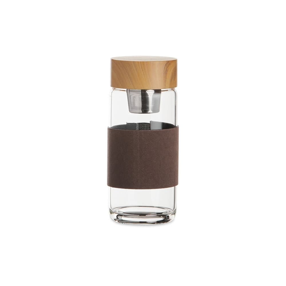Garrafa de Vidro 400 ml com Tampa de Bambu com Infusor – X05077